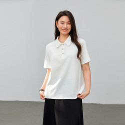 【溫柔減齡花邊拼接翻領百搭T恤】纖莉秀大碼女裝胖mm2025春新款
