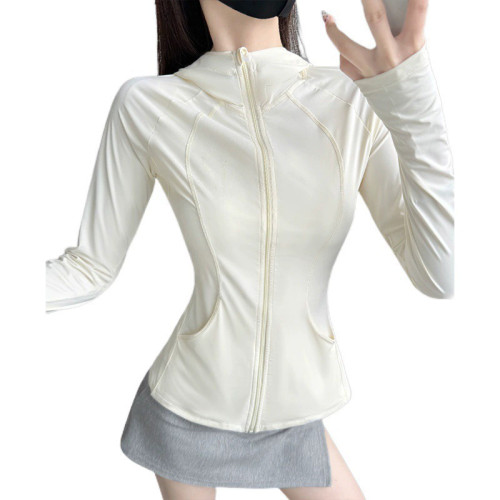 2025lulu同款修身連帽長袖外套女顯瘦休閒運動瑜伽服防曬衣皮膚衣