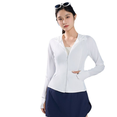 2025lulu同款修身連帽長袖外套女顯瘦休閒運動瑜伽服防曬衣皮膚衣