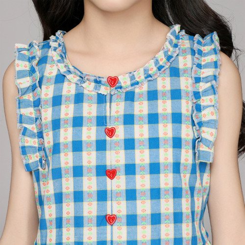 女童連衣裙夏季花邊背心格子裙子2025新款中大童兒童女孩度假裙子
