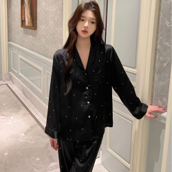 【滿天星】冰雪絲睡衣女春夏可外穿高級感長短袖星星印花家居服套