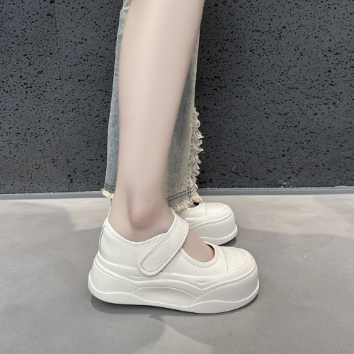 2025女夏季新款小個子真皮厚底瑪麗珍女鞋時尚百搭休閒單鞋女款
