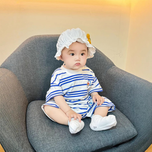親子裝夏季t恤2025新款多巴胺一家三四口母子母女條紋嬰兒純棉T潮