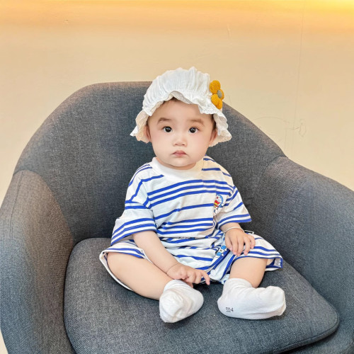 親子裝夏季t恤2025新款多巴胺一家三四口母子母女條紋嬰兒純棉T潮