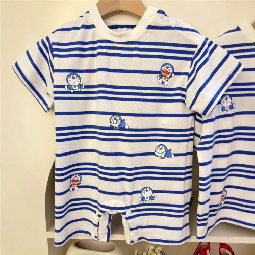 親子裝夏季t恤2025新款多巴胺一家三四口母子母女條紋嬰兒純棉T潮