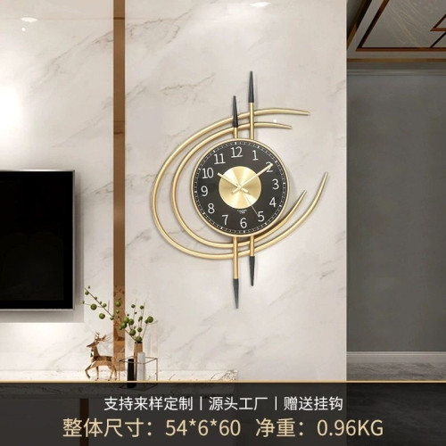 輕奢創意時鍾高級感掛牆家用餐廳玄關裝飾掛鍾免打孔簡約鍾表客廳