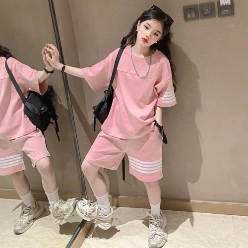 594女童夏裝套裝2023新款兒童夏款衣服時髦洋氣網紅中大童休閒