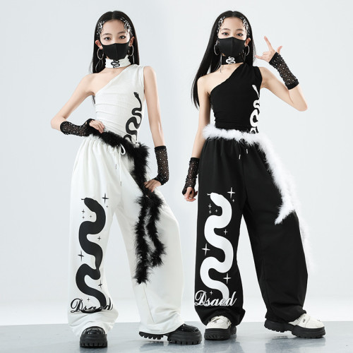 女童爵士舞服裝模特走秀潮酷時髦套裝露臍街舞女孩少兒表演服時髦