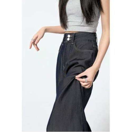 萊賽爾濶腿牛仔褲女高腰2025春夏爆款小個子九分垂感休閒天絲直筒