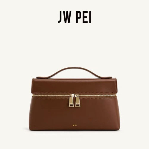 JW PEI飯盒包新品真皮單肩斜後背包二層牛皮輕奢手提包