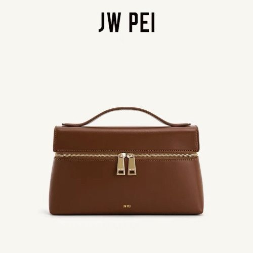 JW PEI飯盒包新品真皮單肩斜後背包二層牛皮輕奢手提包