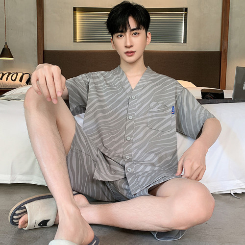 男士睡衣夏季短袖純棉男款中年爸爸夏天2025新款加大碼家居服套裝