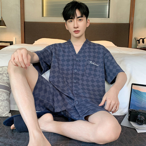 男士睡衣夏季短袖純棉男款中年爸爸夏天2025新款加大碼家居服套裝