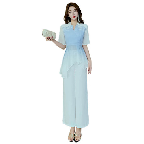 美容師工衣spa足浴技師工作服國風綉花足療製服沐足工裝長褲套裝