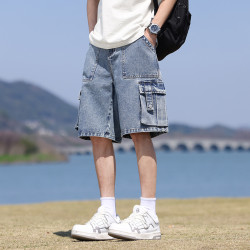 JYF-C2386工裝短褲男夏季薄款潮牌痞帥牛仔中褲寬松五分褲
