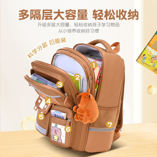 卡皮巴拉兒童拉桿書包小學生減負水豚二六年級大容量雙肩後背包