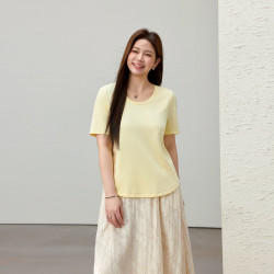 【氧氣入夏】歐若風萊賽爾圓領T恤纖莉秀大碼女裝胖mm2025夏新款
