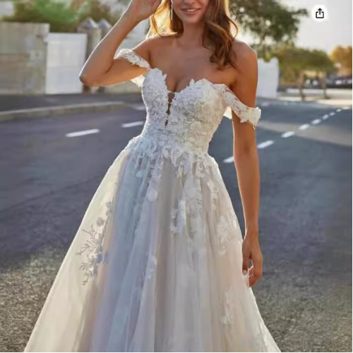 簡約輕婚紗禮服2024新款修身一字肩修身新娘拖尾出門紗旅拍顯瘦