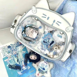 二次元新款Y2K千禧辣妹機械貓透明吧唧穀子痛包學生女通勤百搭背