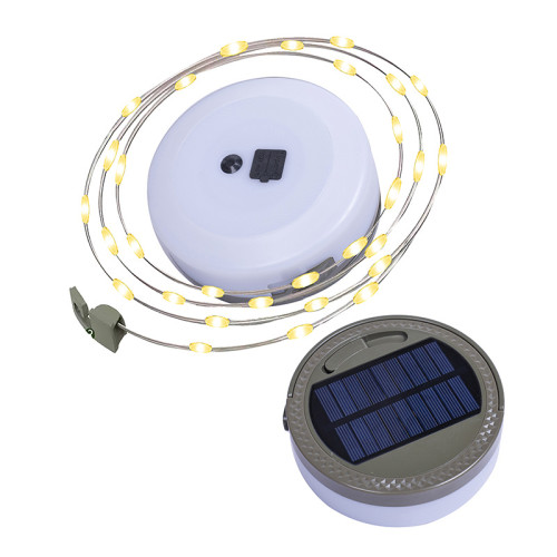 戶外太陽能露營燈充電2用防水天幕帳篷營地可攜式懸掛布置卷尺燈