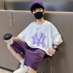 男童休閒寬松套裝2025夏季新款兒童韓版洋氣短袖中大童薄款兩件套