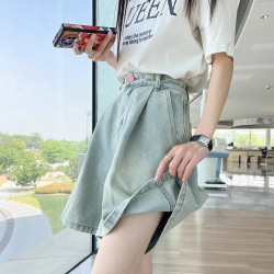 牛仔短褲女夏季薄款2025新款胖mm高腰寬松顯瘦小個子濶腿五分中褲