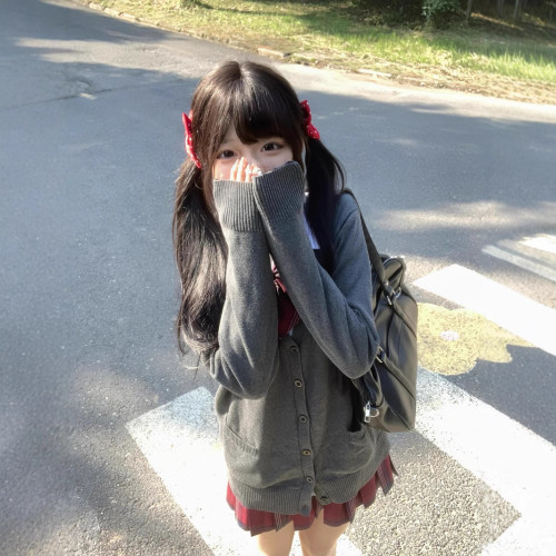 學院風日系JK曡穿套頭毛衣背心女無袖馬甲V領純色上衣慵懶風
