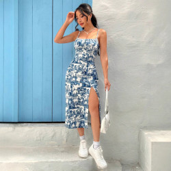 2024歐美女裝shein裙子夏季新款衣服吊帶裙連衣裙