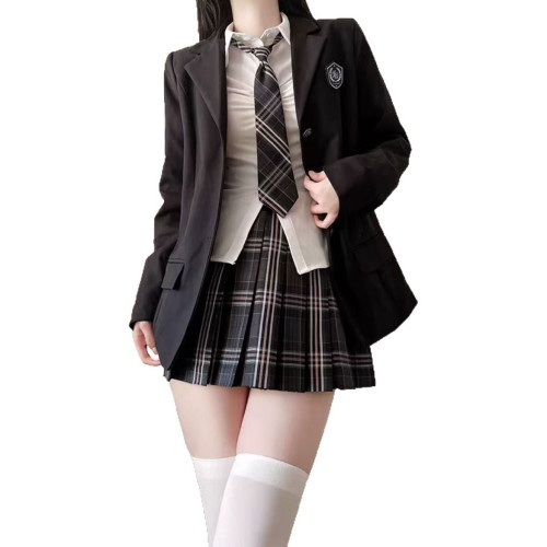 jk製服套裝裙正版西裝外套秋冬季新款紺色西服