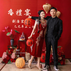 新中式旗袍訂婚服2025新款敬酒服新娘結婚禮服開叉露背小個子修身