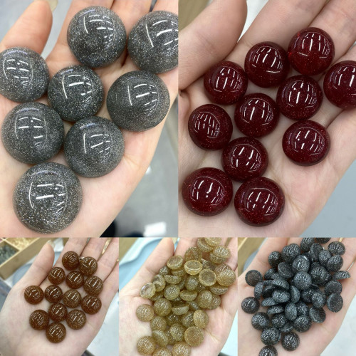半圓爆閃細閃半面貼片 DIY服飾頭飾耳環耳釘配件材料散珠