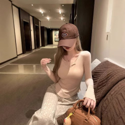 春秋舒適好彈力t恤女修身顯瘦甜辣長袖上衣打底衫