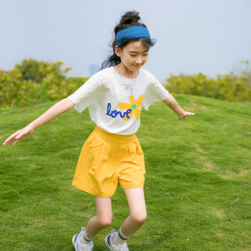 女童夏裝套裝2025新款洋氣兒童短袖短褲網紅爆款中大童時髦兩件套