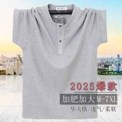 美式復古大碼肥佬針織華夫格T恤寬松正肩重磅短袖打底衫男夏 2521