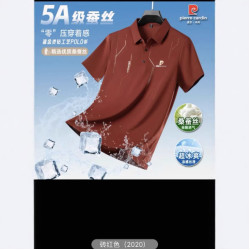 2025男士新款桑蠶絲短袖polo衫夏季薄款翻領冰絲半袖t恤上衣