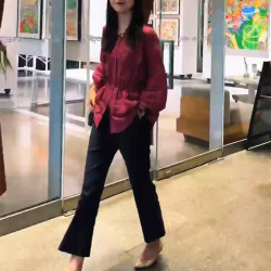 25233大愛美依緣2025新款小個子收腰防曬襯衫簡約九分褲洋氣顯瘦