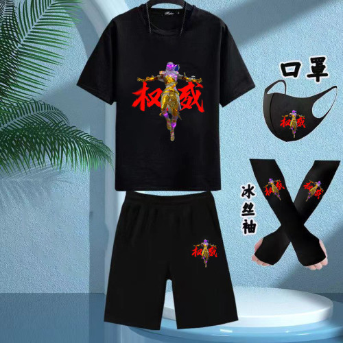 夏季2025爆款權威潮流印花網紅和平同款精英裝扮男女短袖棉套裝