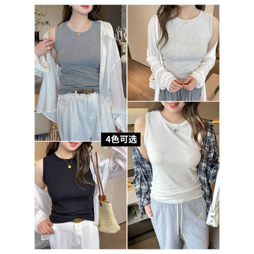 白色修身大碼春夏季吊帶打底背心女內搭辣妹純棉圓領無袖上衣服