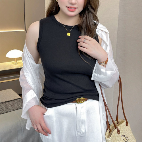 白色修身大碼春夏季吊帶打底背心女內搭辣妹純棉圓領無袖上衣服