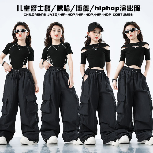 女童爵士舞服裝秋冬女團舞蹈演出服兒童炸街模特走秀套裝潮