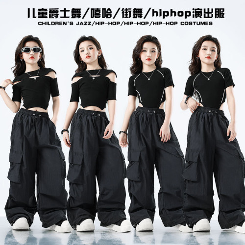 女童爵士舞服裝秋冬女團舞蹈演出服兒童炸街模特走秀套裝潮