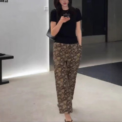 25220大愛美依緣2025夏季新款純色修身短袖T恤時尚印花九分褲顯瘦