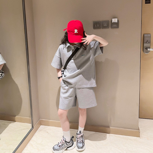 女童夏627裝套裝2025新款時髦兒童休閒童裝女大童短袖短褲兩件套