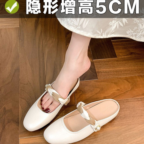 內增高包頭半拖鞋子女2025新款開春一腳蹬晚晚風溫柔瑪麗珍半托鞋