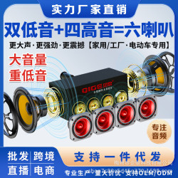 雙低音6喇叭轟天砲家用音箱電瓶車音響貨車汽車大功率重低音藍牙