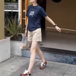 25260大愛美依緣2025夏季新款韓版短袖印花減齡T恤高腰短褲時尚女