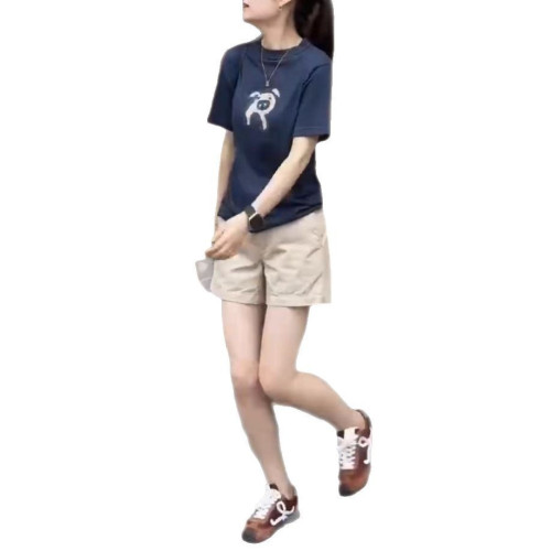 25260大愛美依緣2025夏季新款韓版短袖印花減齡T恤高腰短褲時尚女