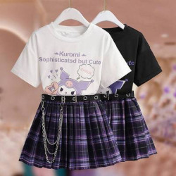 裙子女童夏裝學院風jk百褶裙套裝洋氣6兒童短袖T恤夏季衣服