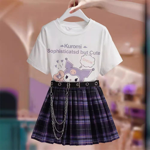 裙子女童夏裝學院風jk百褶裙套裝洋氣6兒童短袖T恤夏季衣服