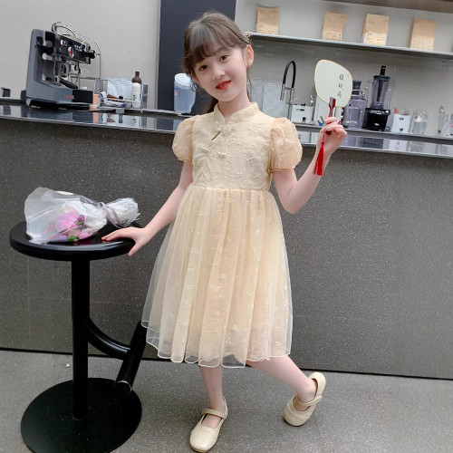 女童夏季連衣裙2024新款漢服國風公主裙女孩夏裝旗袍新中式紗裙子